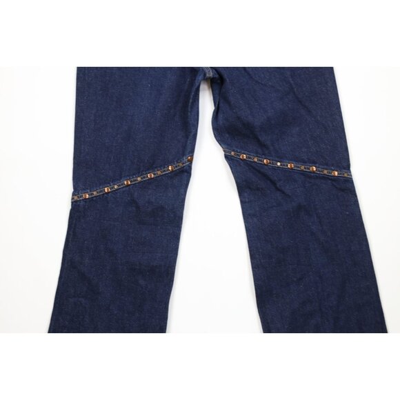 Vintage Y2K 2000 Tommy Hilfiger Womens 9 Copper Rivet Hipster Flared Denim Jeans - Picture 13 of 15